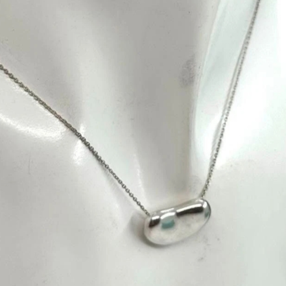 Tiffany & Co. Elsa Peretti Bean Necklace 18mm Large Sterling Silver 925 Pendant - Picture 3 of 7